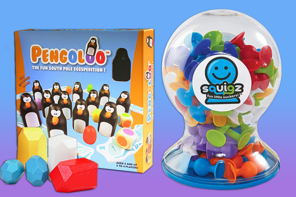 Children’s Library of Things - learning toys including Pengoloo, Squigz, and stacking blocks