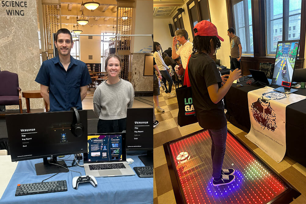 Indie Video Game Fest 2025 photos - developers and a lit floor game