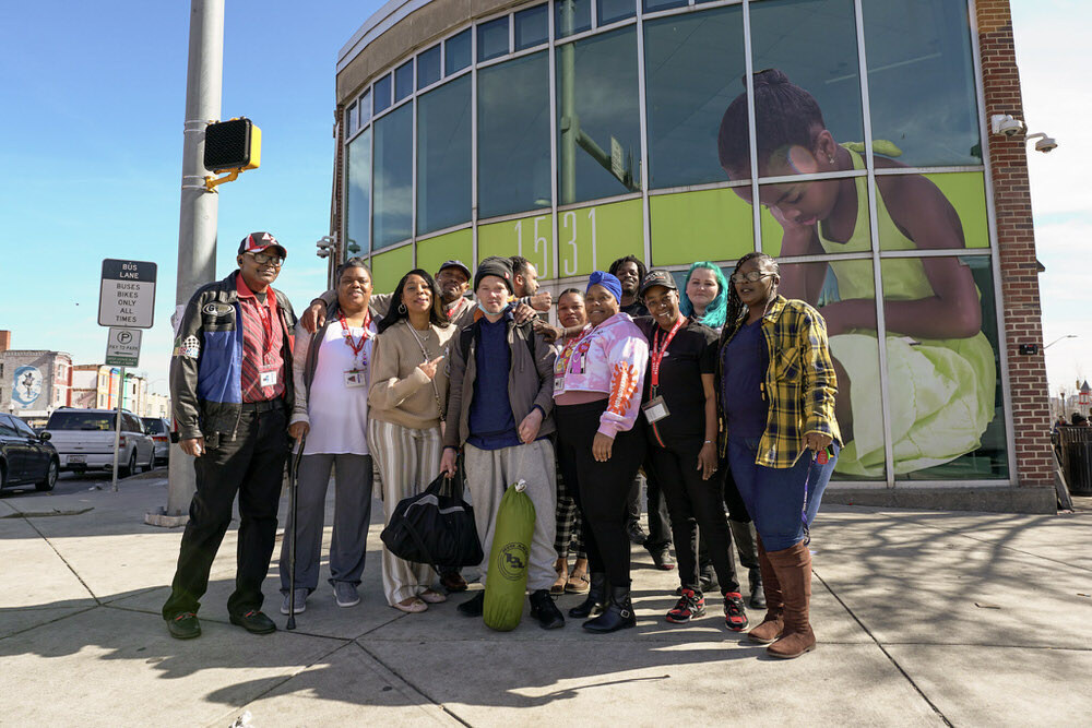 Peer Navigators outside the Pennsylvania Avenue Branch library