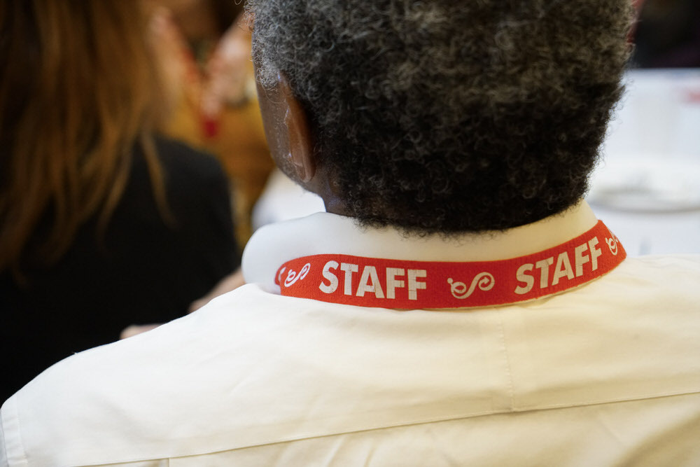 Staff lanyard with Pratt Library logo